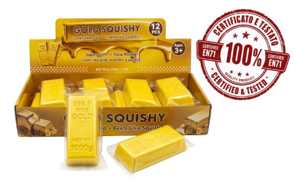 SQUISHY Gold Bar (Lingotto d’oro) 13cm In espo da 12pz…x12…x144